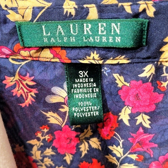 Lauren Ralph Lauren Silk Feel Loose Fit Floral Blouse Size 3X. #519 - Picture 3 of 7